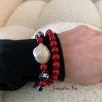 Cherry Dalmatian Bracelet with pearls shell and agate - Image 3