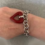 Bracelet with red steel heart and chain - Image 3