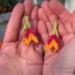 Dangle Tulips miyuki earrings yellow fuchsia