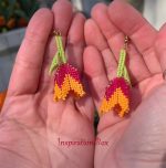 Κρεμαστά σκουλαρίκια Τουλίπες miyuki κίτρινο φούξια