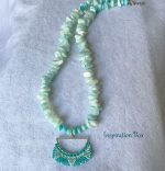 Boho κολιέ με τυρκουάζ κοχύλια τσιπς  κεντημένο με miyuki 11/0 και γεωμετρικά σχέδια - Image 5
