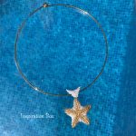 Starfish steel pedant necklace miyuki 11/0 beads white, transparent white, gold - Image 2